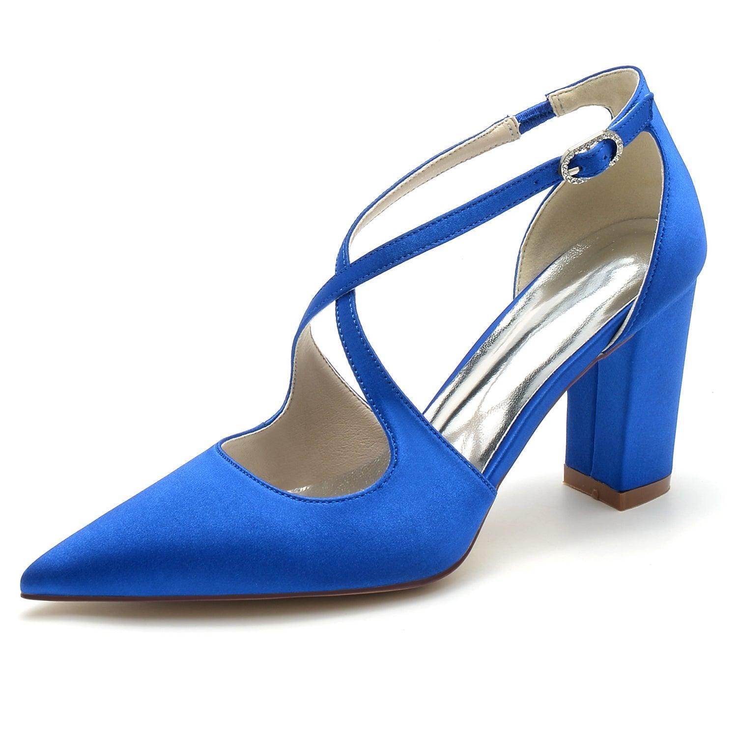 Chunky Heel 8.5cm Silk-Like Shoes CK0198 - COCOMELODY